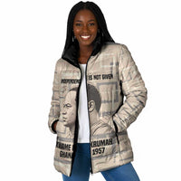 Kwame Nkrumah Padded Jacket with Raised Fist Design and Independence Quote Ghana 1957 Tribute - Wonder Print Shop