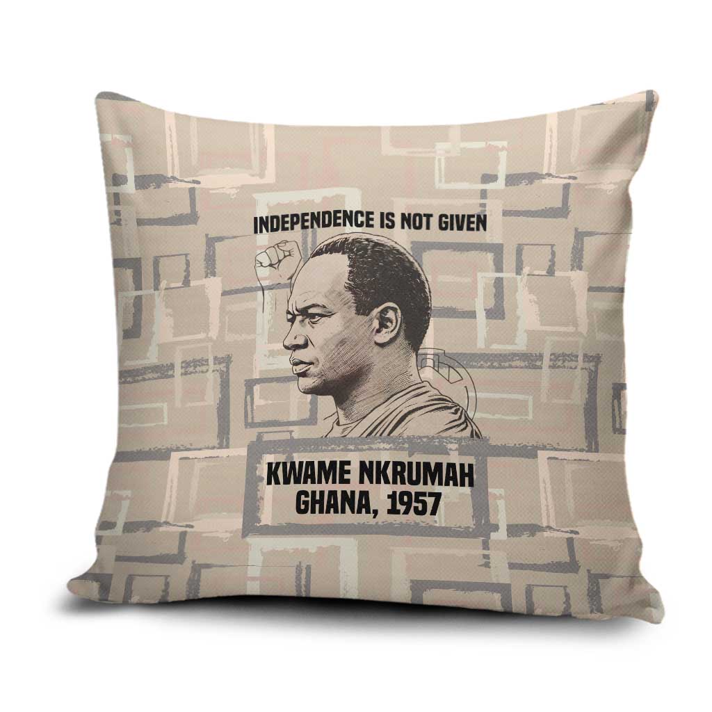 Kwame Nkrumah Pillow Cover with Raised Fist Design and Independence Quote Ghana 1957 Tribute - Wonder Print Shop