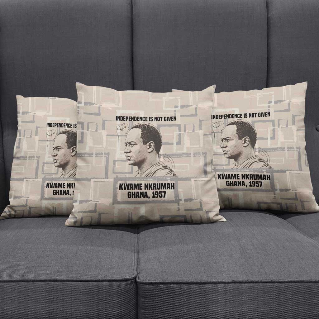 Kwame Nkrumah Pillow Cover with Raised Fist Design and Independence Quote Ghana 1957 Tribute - Wonder Print Shop
