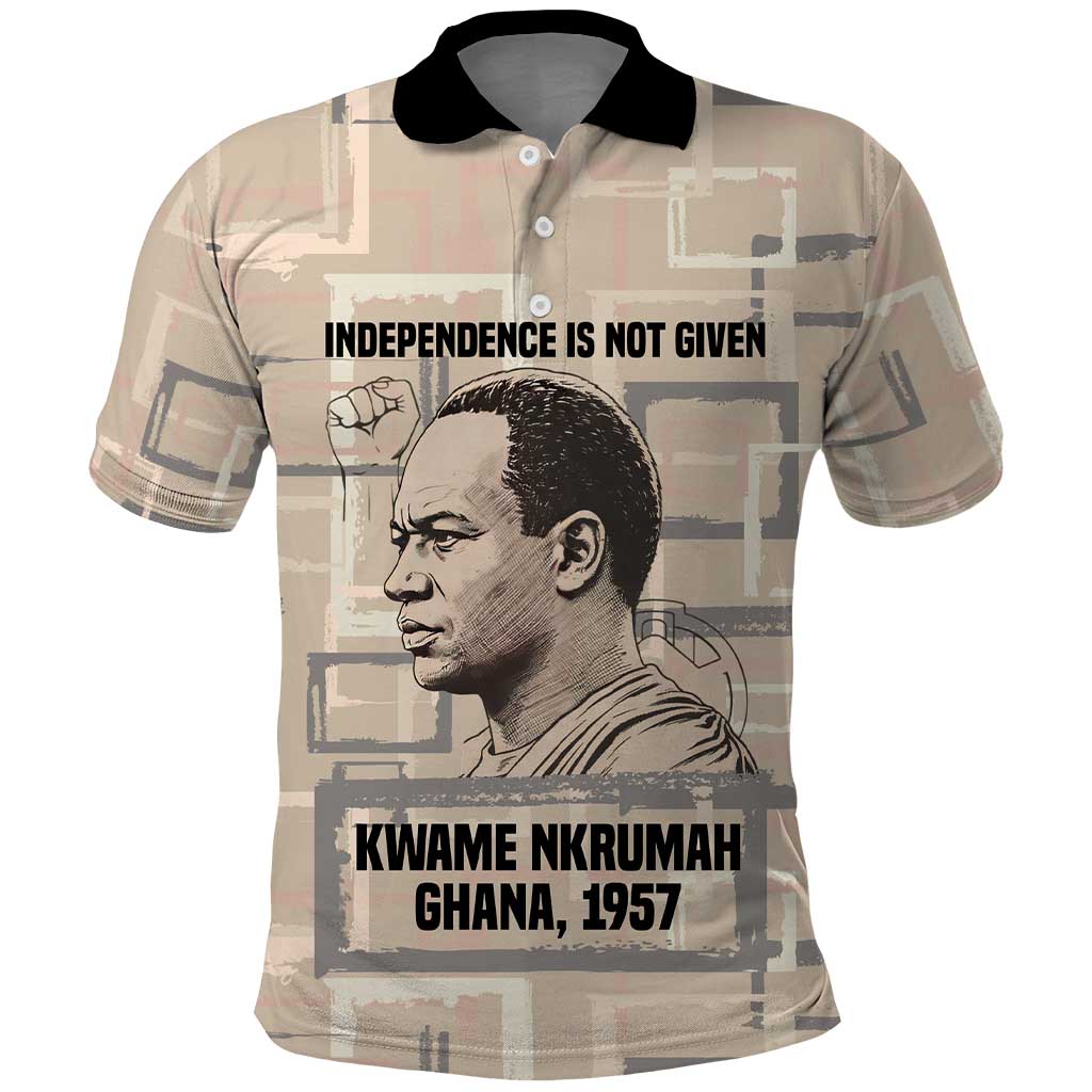 Kwame Nkrumah Polo Shirt with Raised Fist Design and Independence Quote Ghana 1957 Tribute - Wonder Print Shop