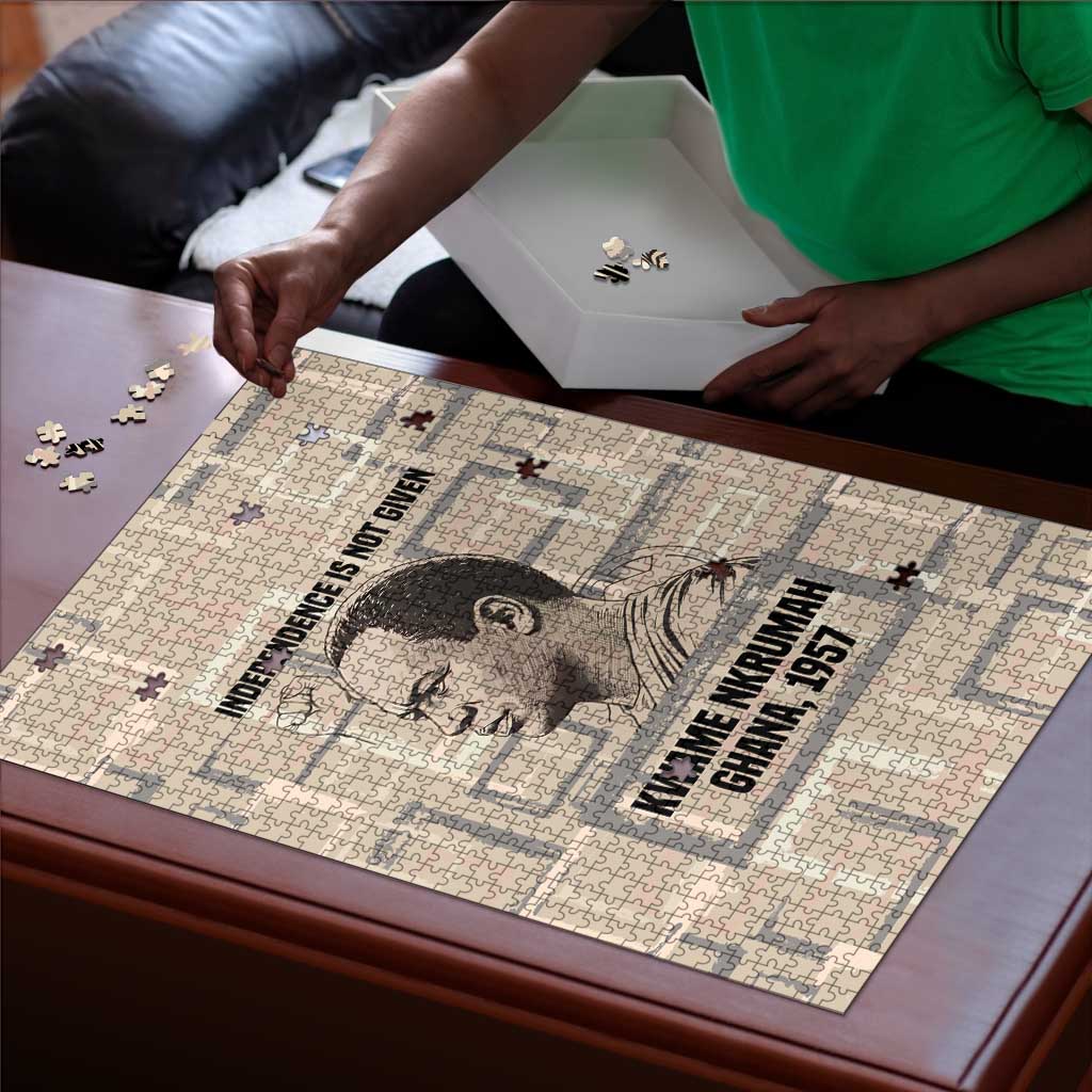 Kwame Nkrumah Puzzle with Raised Fist Design and Independence Quote Ghana 1957 Tribute - Wonder Print Shop