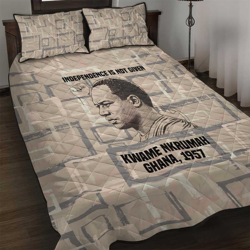 Kwame Nkrumah Quilt Bed Set with Raised Fist Design and Independence Quote Ghana 1957 Tribute - Wonder Print Shop