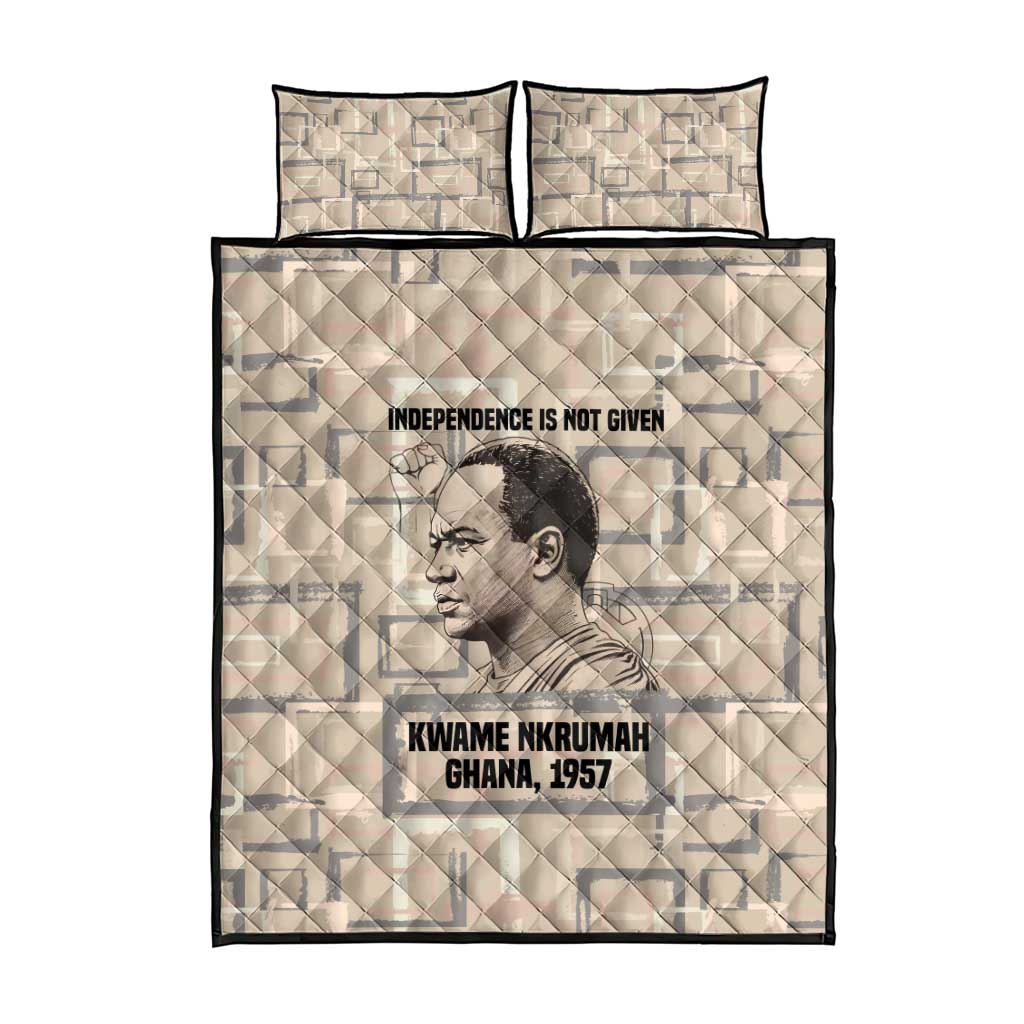 Kwame Nkrumah Quilt Bed Set with Raised Fist Design and Independence Quote Ghana 1957 Tribute - Wonder Print Shop
