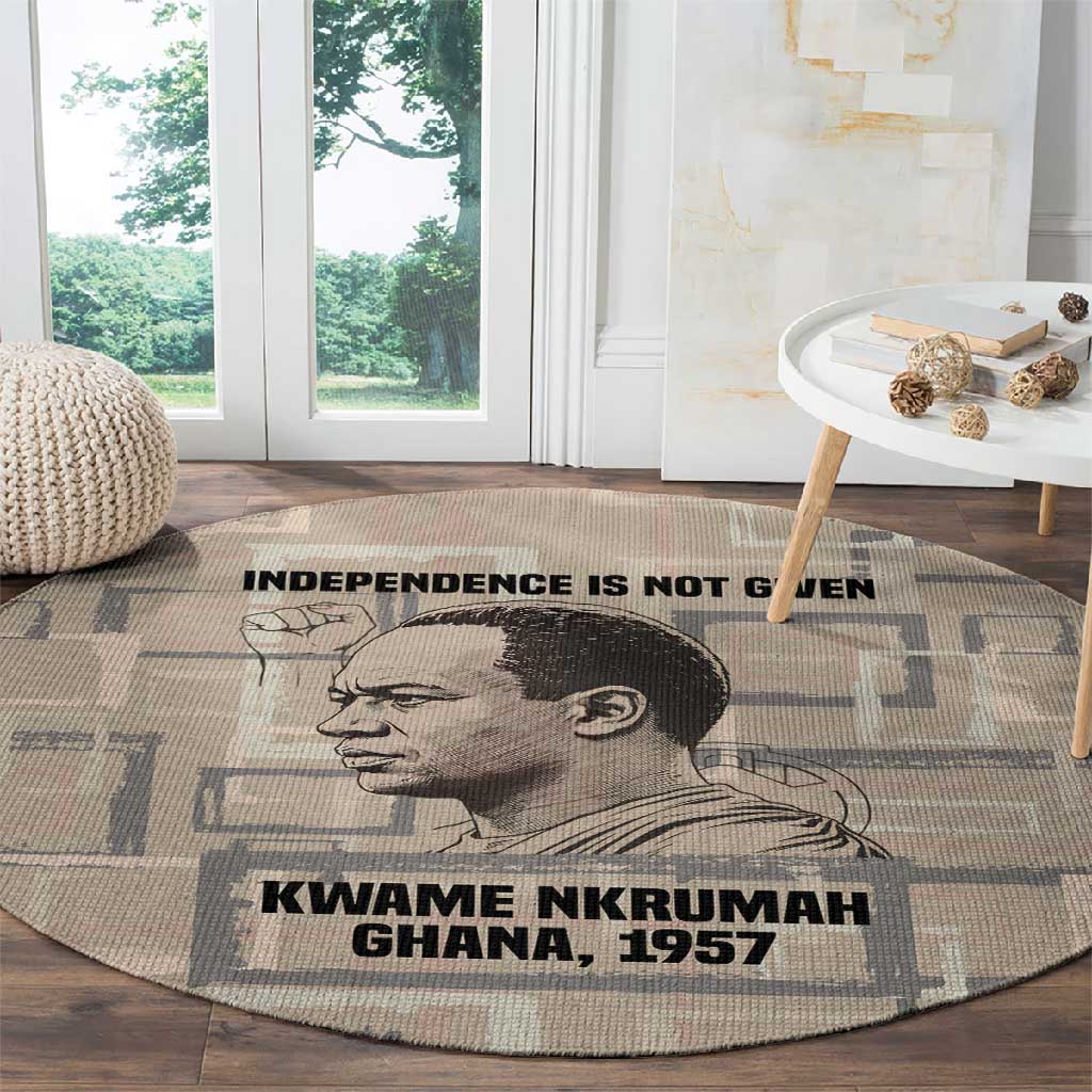 Kwame Nkrumah Round Carpet with Raised Fist Design and Independence Quote Ghana 1957 Tribute - Wonder Print Shop