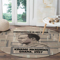 Kwame Nkrumah Round Carpet with Raised Fist Design and Independence Quote Ghana 1957 Tribute - Wonder Print Shop