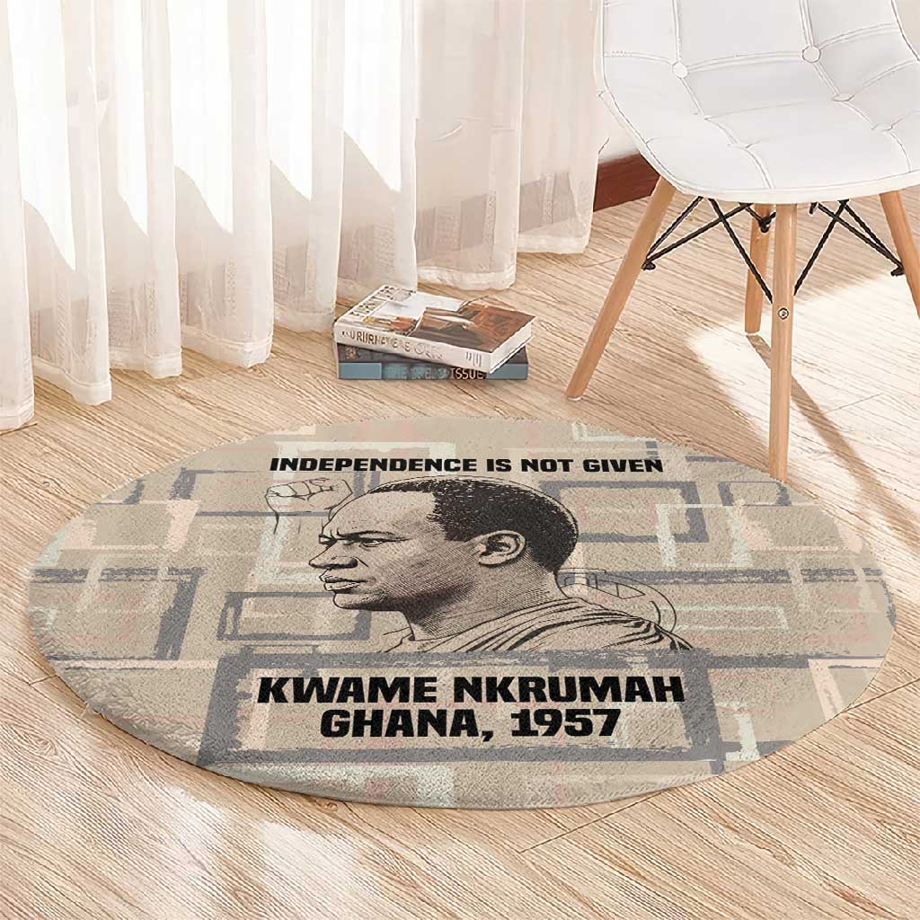 Kwame Nkrumah Round Carpet with Raised Fist Design and Independence Quote Ghana 1957 Tribute - Wonder Print Shop