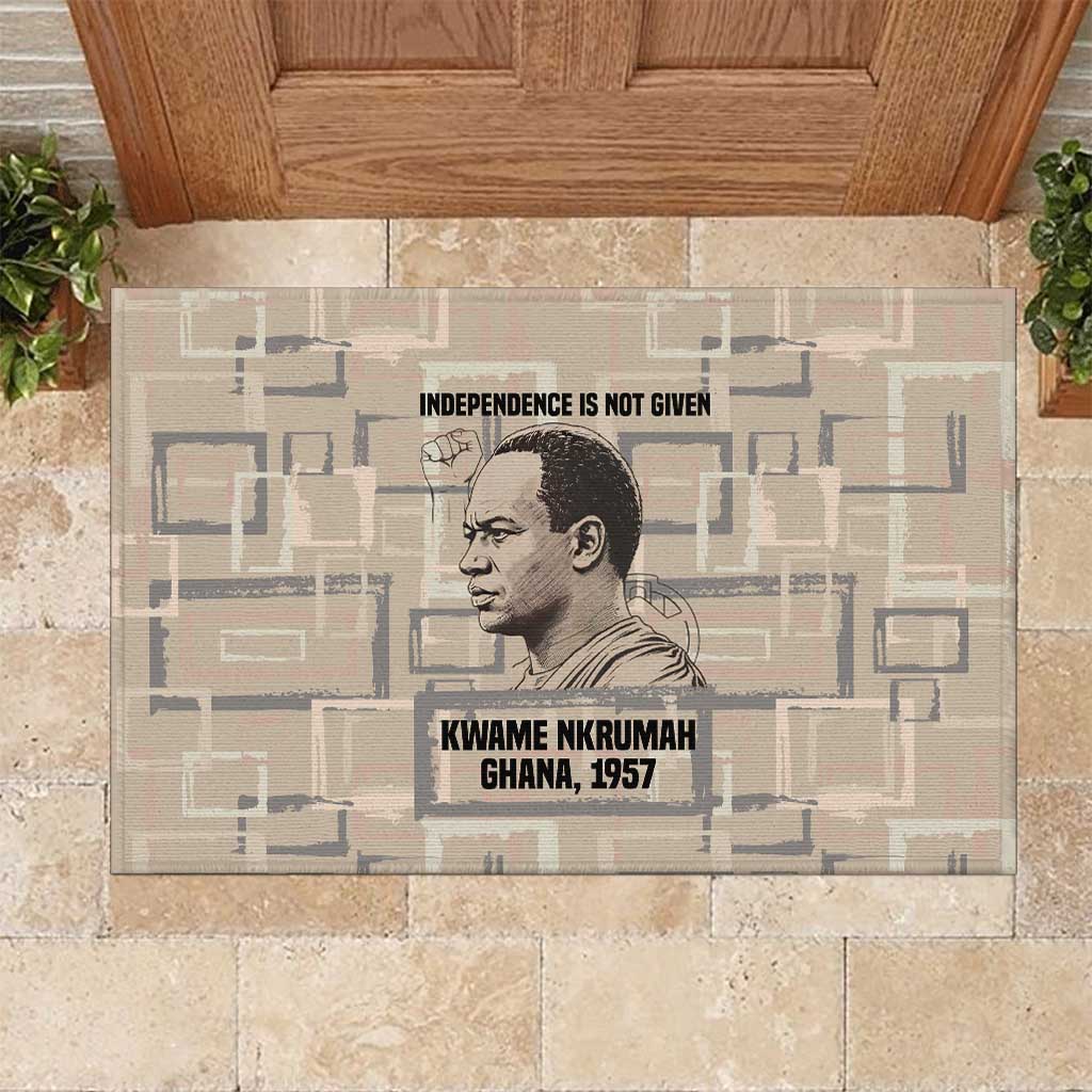 Kwame Nkrumah Rubber Doormat with Raised Fist Design and Independence Quote Ghana 1957 Tribute - Wonder Print Shop