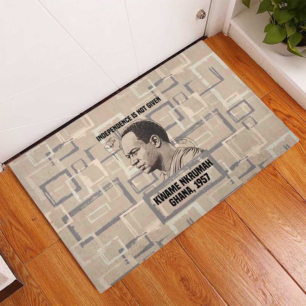 Kwame Nkrumah Rubber Doormat with Raised Fist Design and Independence Quote Ghana 1957 Tribute - Wonder Print Shop