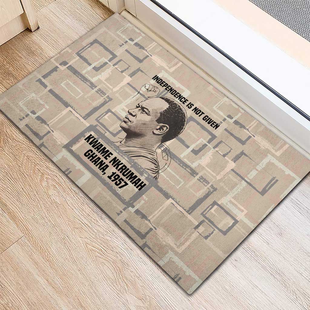 Kwame Nkrumah Rubber Doormat with Raised Fist Design and Independence Quote Ghana 1957 Tribute - Wonder Print Shop