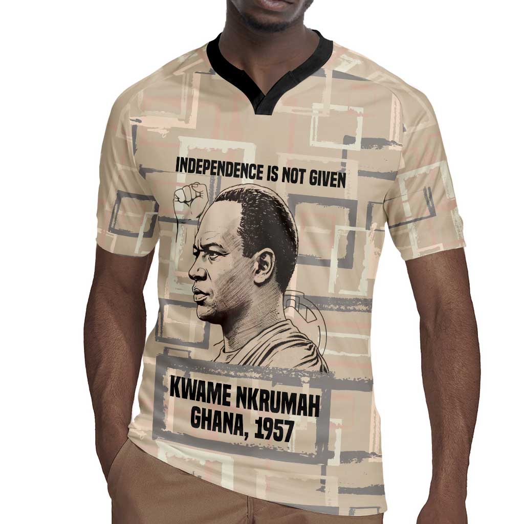 Kwame Nkrumah Rugby Jersey with Raised Fist Design and Independence Quote Ghana 1957 Tribute - Wonder Print Shop