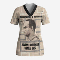 Kwame Nkrumah Scrub Top with Raised Fist Design and Independence Quote Ghana 1957 Tribute - Wonder Print Shop