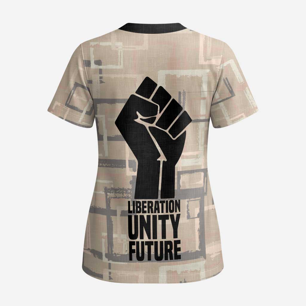 Kwame Nkrumah Scrub Top with Raised Fist Design and Independence Quote Ghana 1957 Tribute - Wonder Print Shop