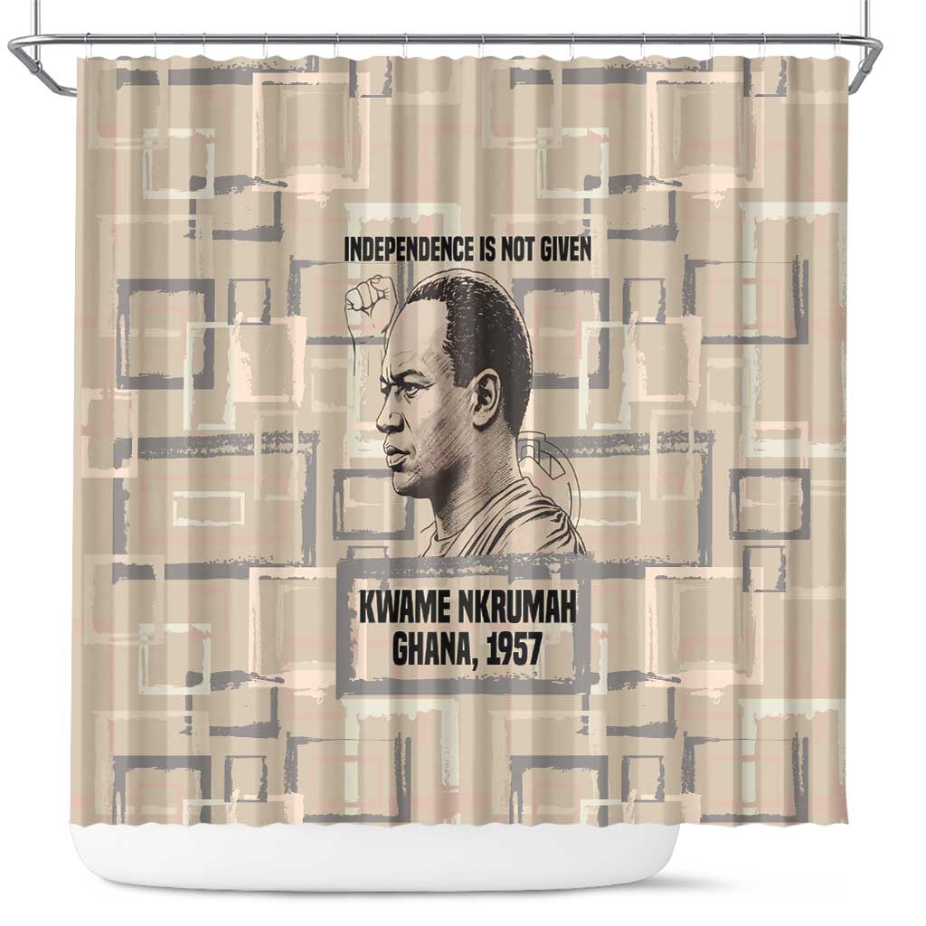 Kwame Nkrumah Shower Curtain with Raised Fist Design and Independence Quote Ghana 1957 Tribute - Wonder Print Shop