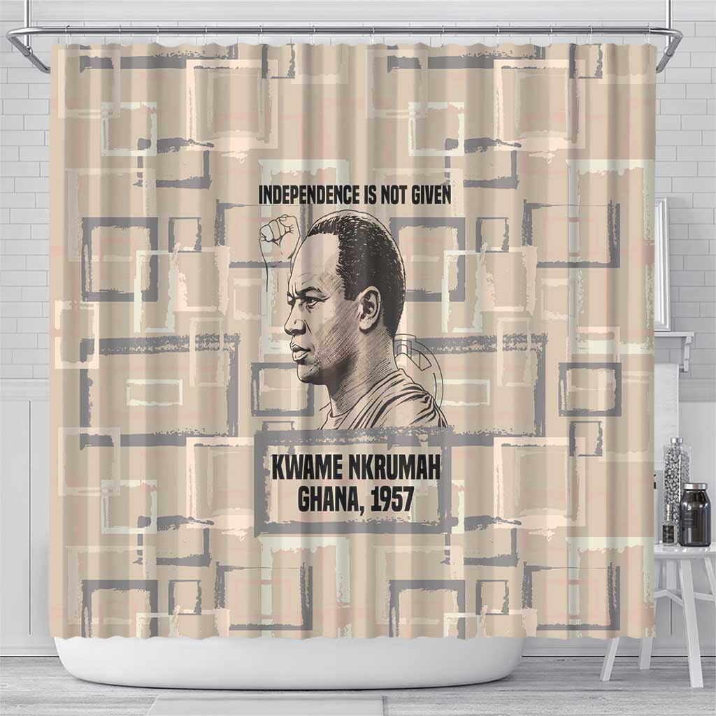 Kwame Nkrumah Shower Curtain with Raised Fist Design and Independence Quote Ghana 1957 Tribute - Wonder Print Shop