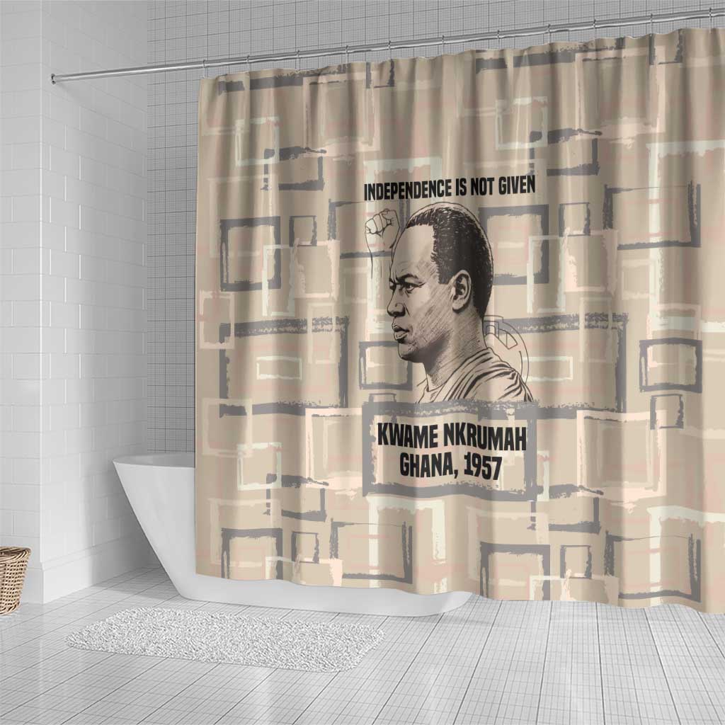 Kwame Nkrumah Shower Curtain with Raised Fist Design and Independence Quote Ghana 1957 Tribute - Wonder Print Shop