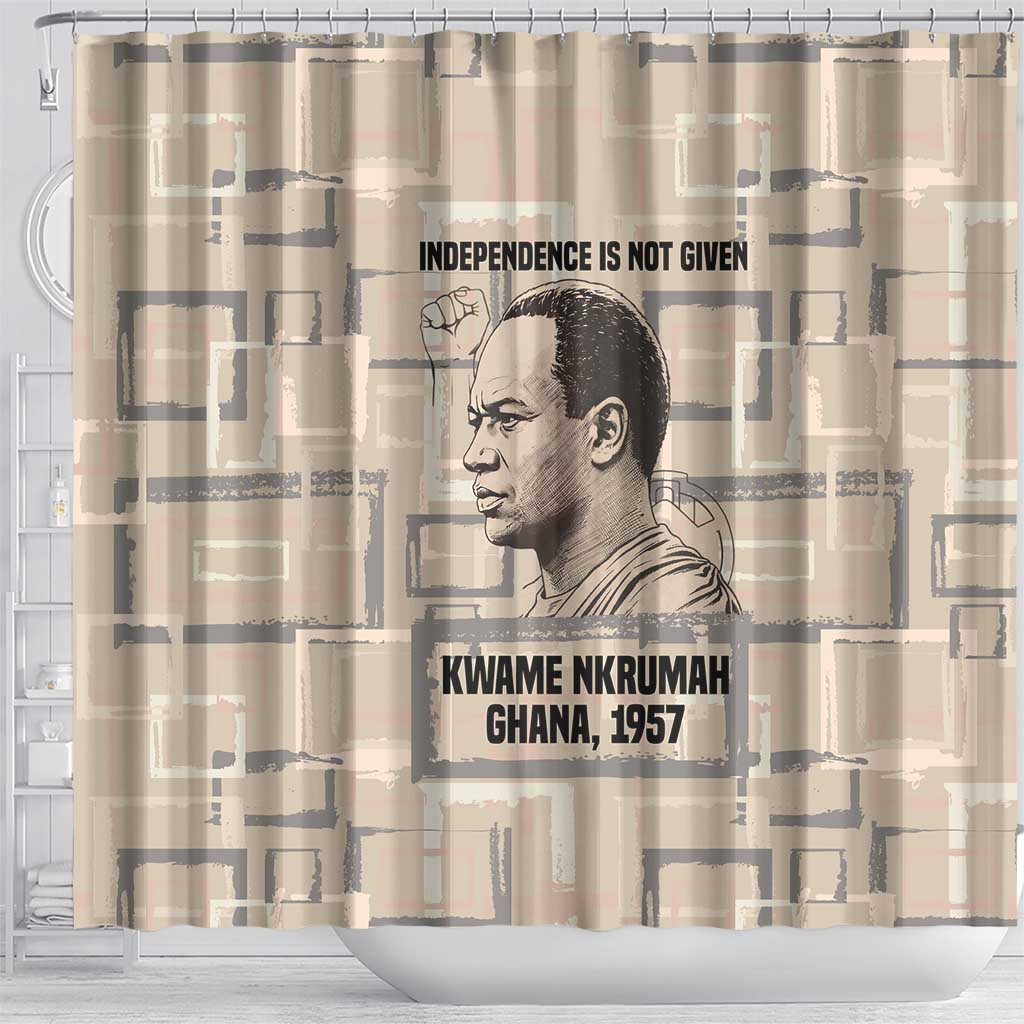 Kwame Nkrumah Shower Curtain with Raised Fist Design and Independence Quote Ghana 1957 Tribute - Wonder Print Shop