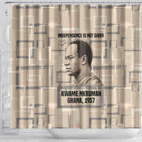 Kwame Nkrumah Shower Curtain with Raised Fist Design and Independence Quote Ghana 1957 Tribute - Wonder Print Shop