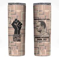 Kwame Nkrumah Skinny Tumbler with Raised Fist Design and Independence Quote Ghana 1957 Tribute - Wonder Print Shop