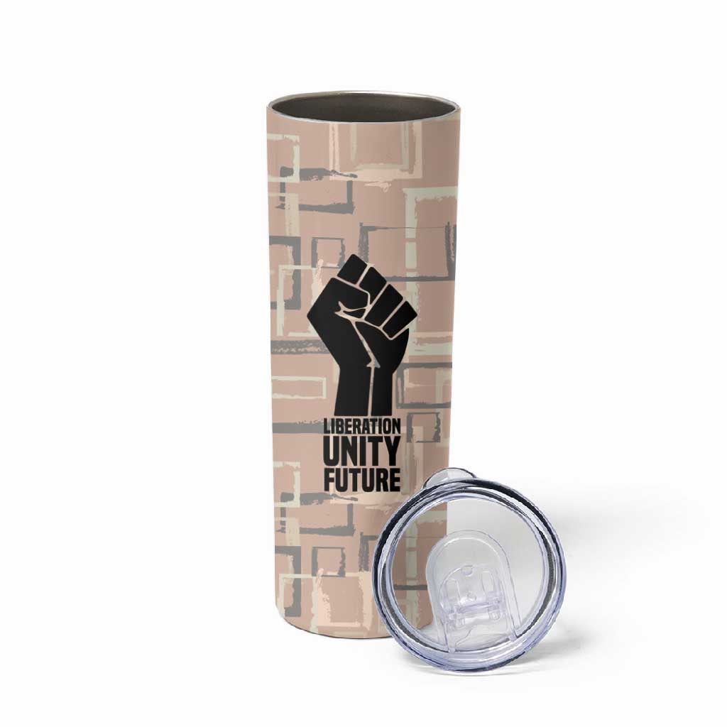 Kwame Nkrumah Skinny Tumbler with Raised Fist Design and Independence Quote Ghana 1957 Tribute - Wonder Print Shop