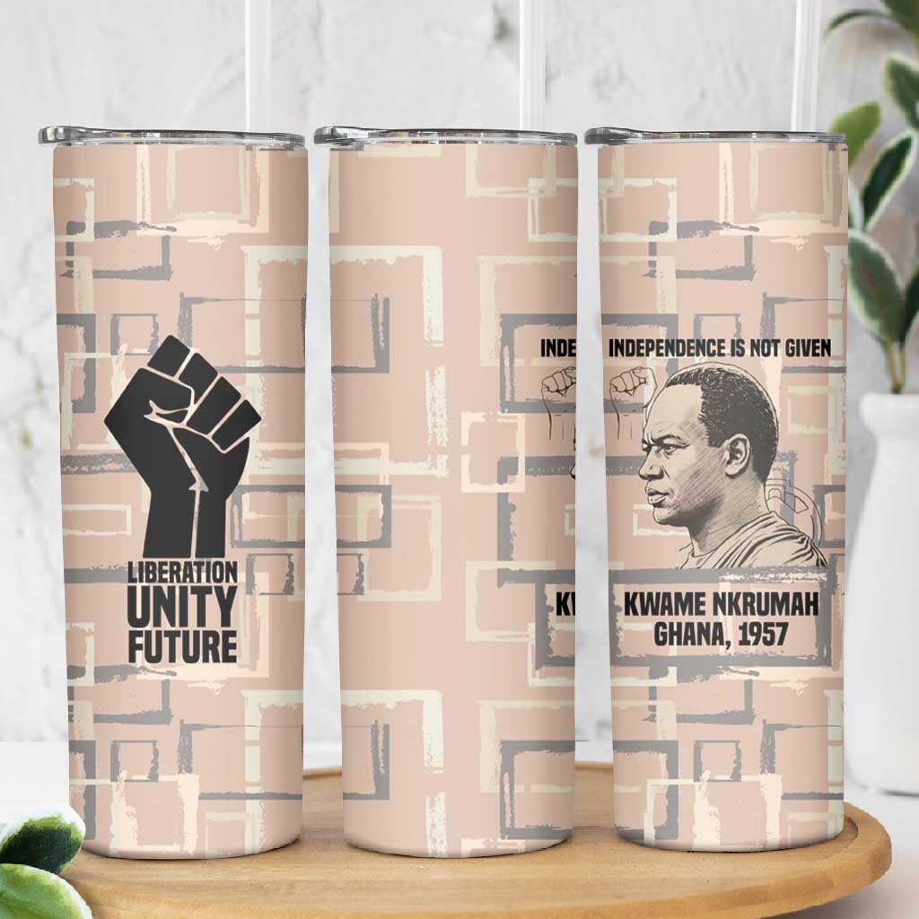 Kwame Nkrumah Skinny Tumbler with Raised Fist Design and Independence Quote Ghana 1957 Tribute - Wonder Print Shop