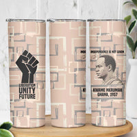 Kwame Nkrumah Skinny Tumbler with Raised Fist Design and Independence Quote Ghana 1957 Tribute - Wonder Print Shop