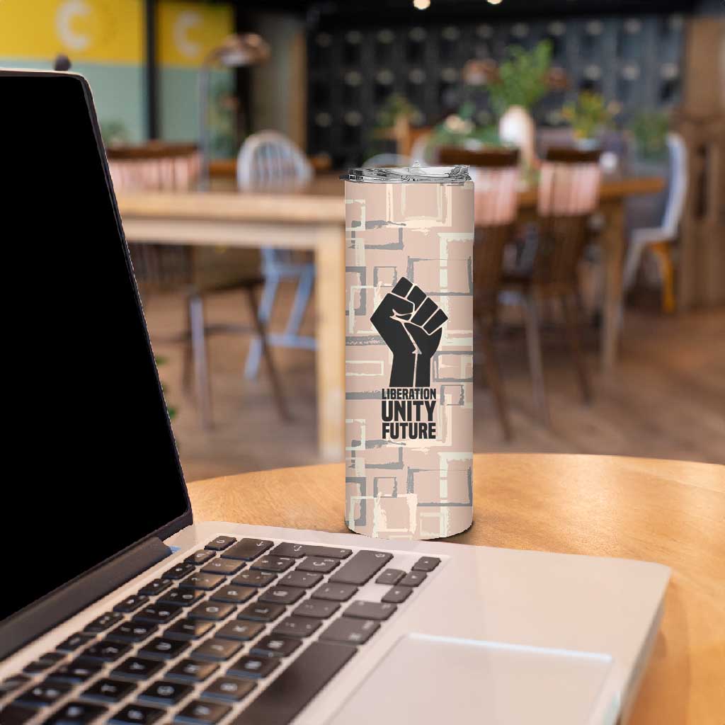 Kwame Nkrumah Skinny Tumbler with Raised Fist Design and Independence Quote Ghana 1957 Tribute - Wonder Print Shop