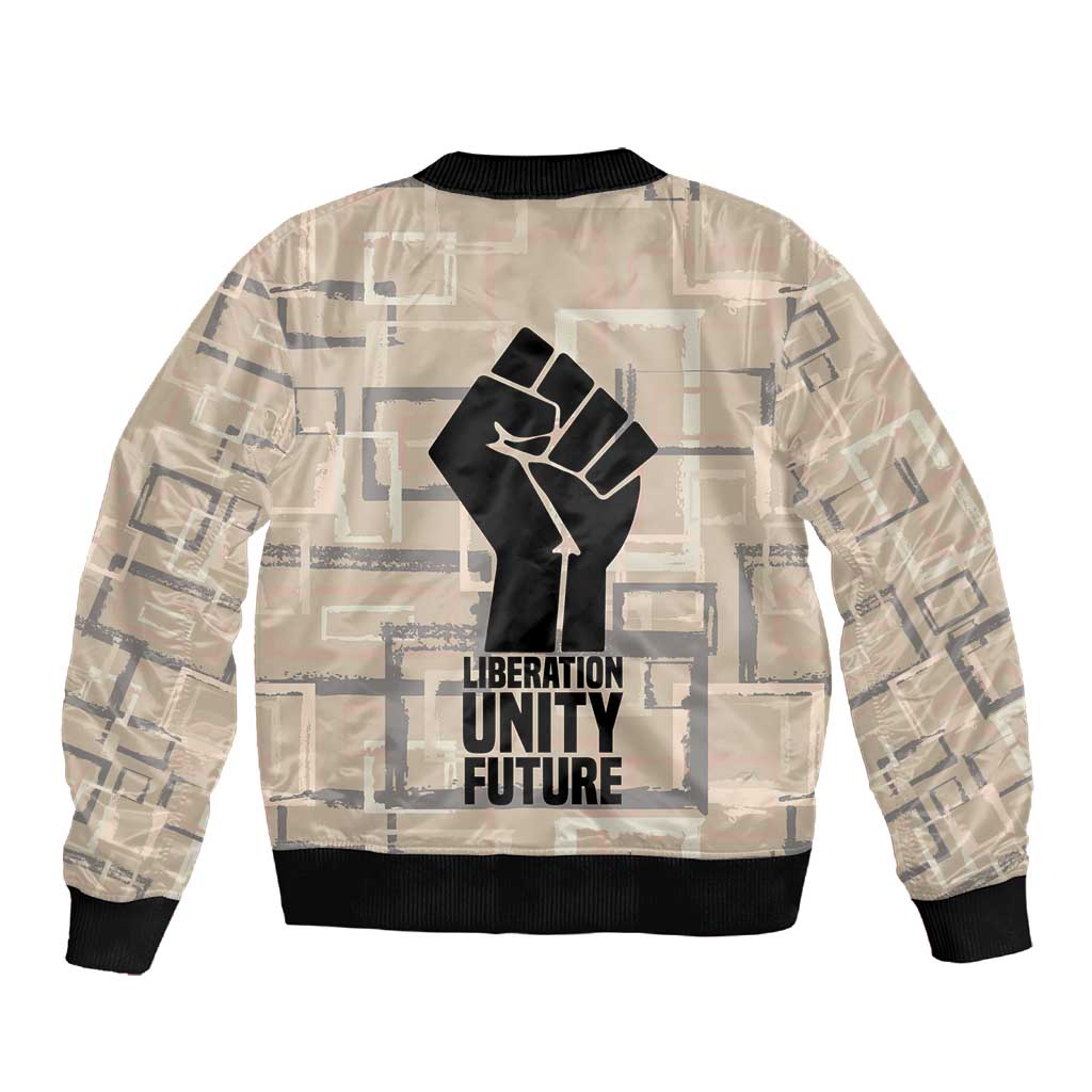 Kwame Nkrumah Sleeve Zip Bomber Jacket with Raised Fist Design and Independence Quote Ghana 1957 Tribute - Wonder Print Shop