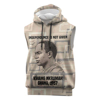 Kwame Nkrumah Sleeveless Hoodie with Raised Fist Design and Independence Quote Ghana 1957 Tribute - Wonder Print Shop