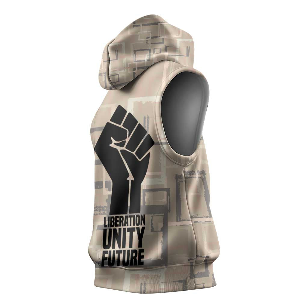 Kwame Nkrumah Sleeveless Hoodie with Raised Fist Design and Independence Quote Ghana 1957 Tribute - Wonder Print Shop