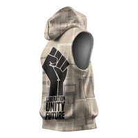 Kwame Nkrumah Sleeveless Hoodie with Raised Fist Design and Independence Quote Ghana 1957 Tribute - Wonder Print Shop