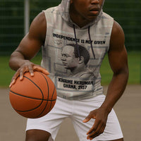 Kwame Nkrumah Sleeveless Hoodie with Raised Fist Design and Independence Quote Ghana 1957 Tribute - Wonder Print Shop