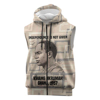 Kwame Nkrumah Sleeveless Zip Hoodie with Raised Fist Design and Independence Quote Ghana 1957 Tribute - Wonder Print Shop