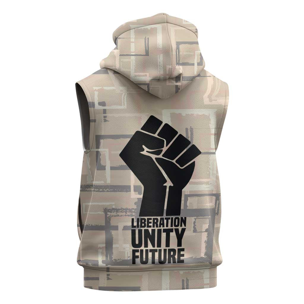 Kwame Nkrumah Sleeveless Zip Hoodie with Raised Fist Design and Independence Quote Ghana 1957 Tribute - Wonder Print Shop