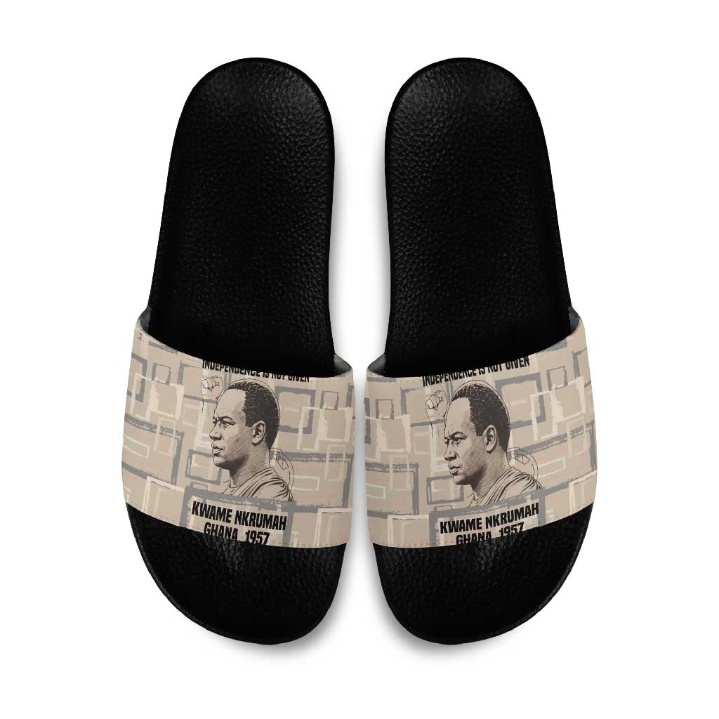 Kwame Nkrumah Slide Sandals with Raised Fist Design and Independence Quote Ghana 1957 Tribute - Wonder Print Shop
