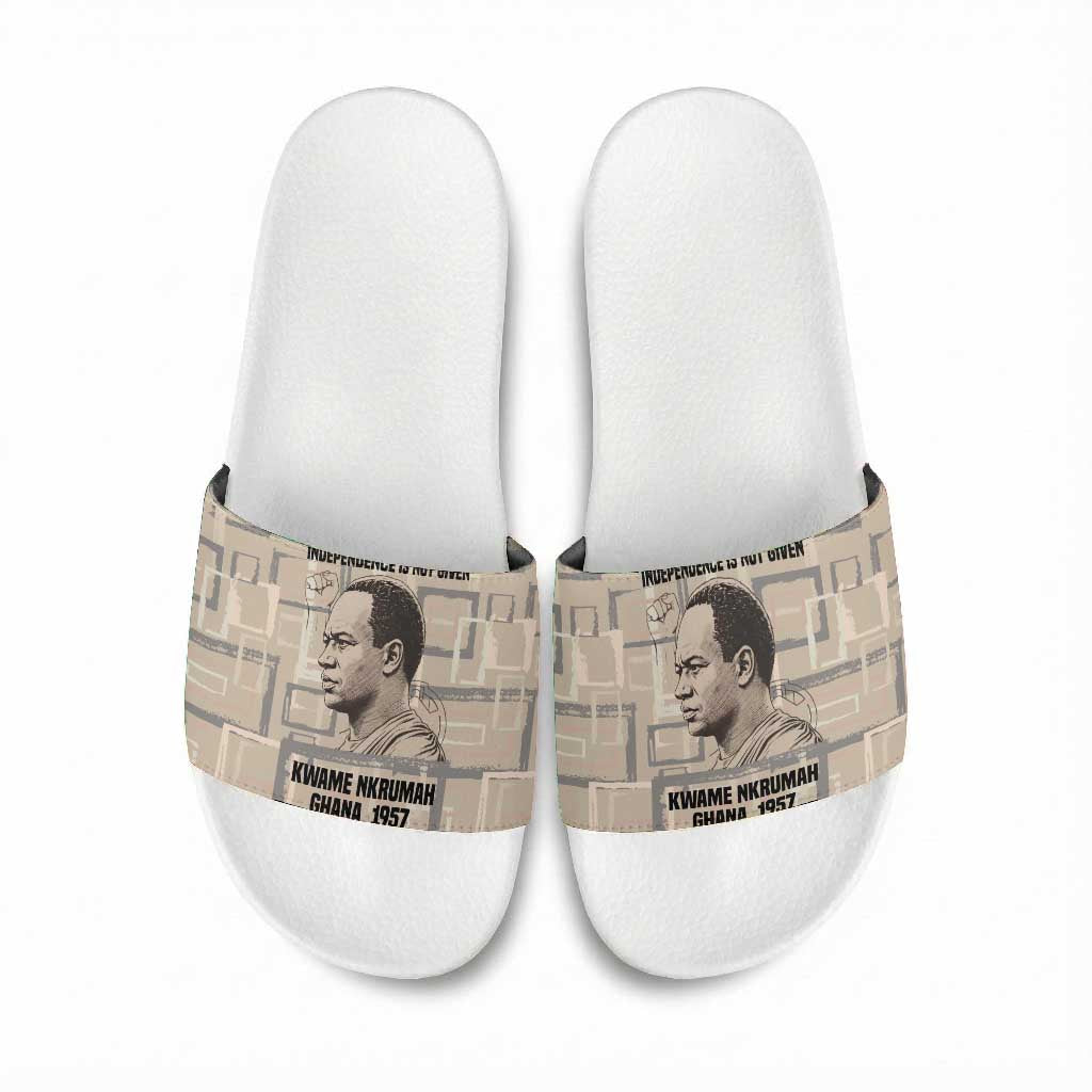 Kwame Nkrumah Slide Sandals with Raised Fist Design and Independence Quote Ghana 1957 Tribute - Wonder Print Shop