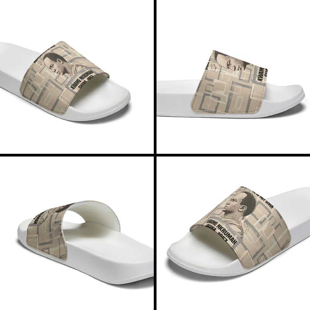 Kwame Nkrumah Slide Sandals with Raised Fist Design and Independence Quote Ghana 1957 Tribute - Wonder Print Shop