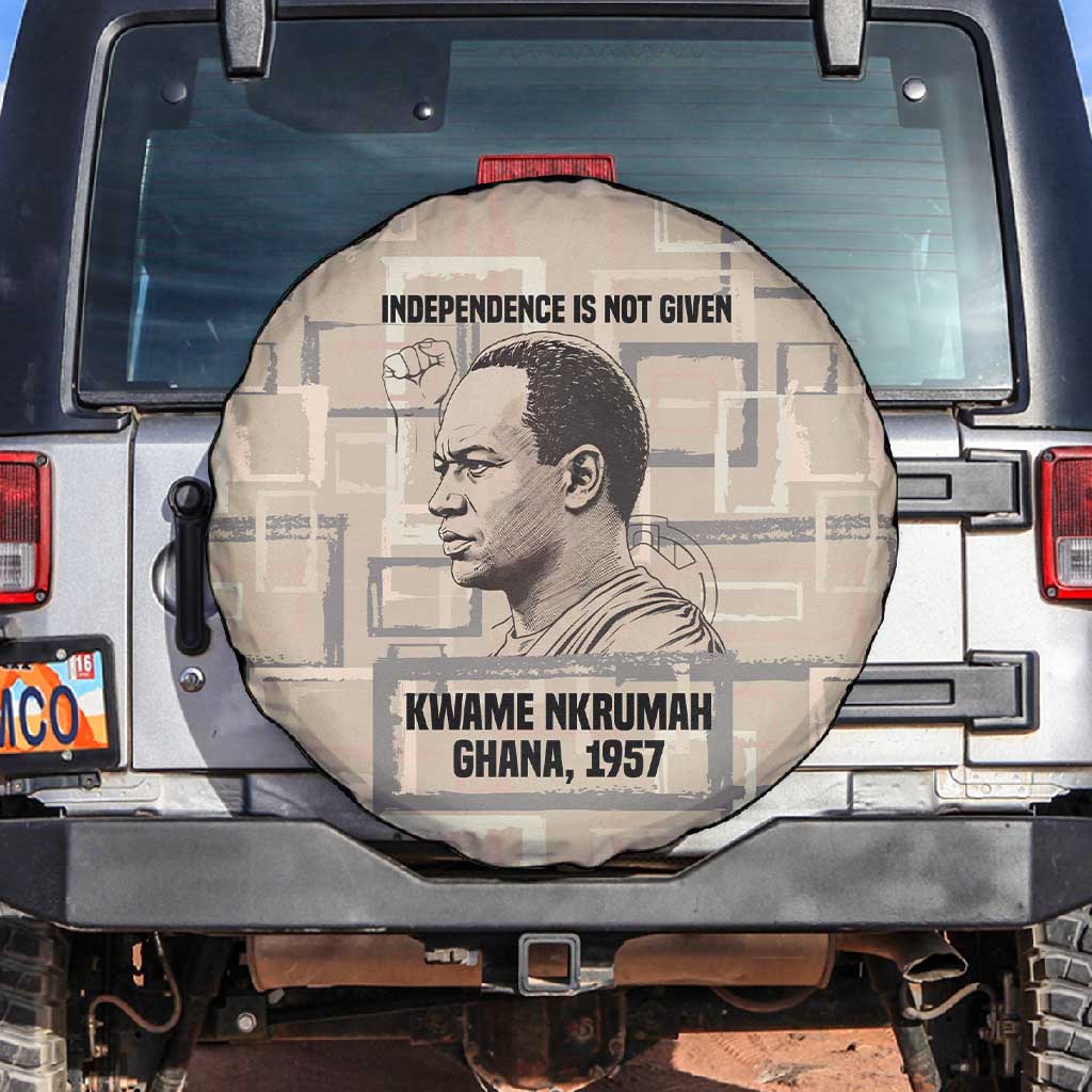 Kwame Nkrumah Spare Tire Cover with Raised Fist Design and Independence Quote Ghana 1957 Tribute - Wonder Print Shop