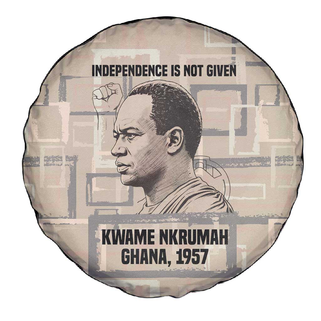 Kwame Nkrumah Spare Tire Cover with Raised Fist Design and Independence Quote Ghana 1957 Tribute - Wonder Print Shop