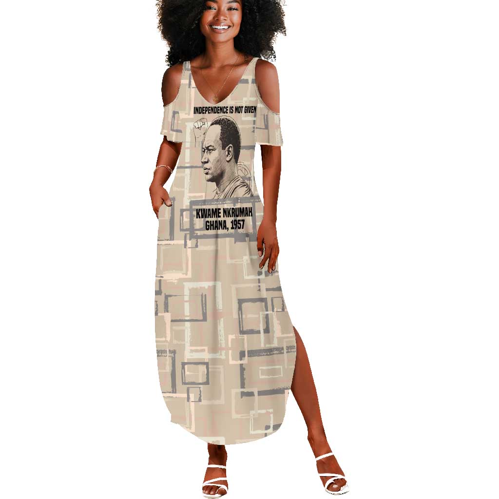 Kwame Nkrumah Summer Maxi Dress with Raised Fist Design and Independence Quote Ghana 1957 Tribute - Wonder Print Shop