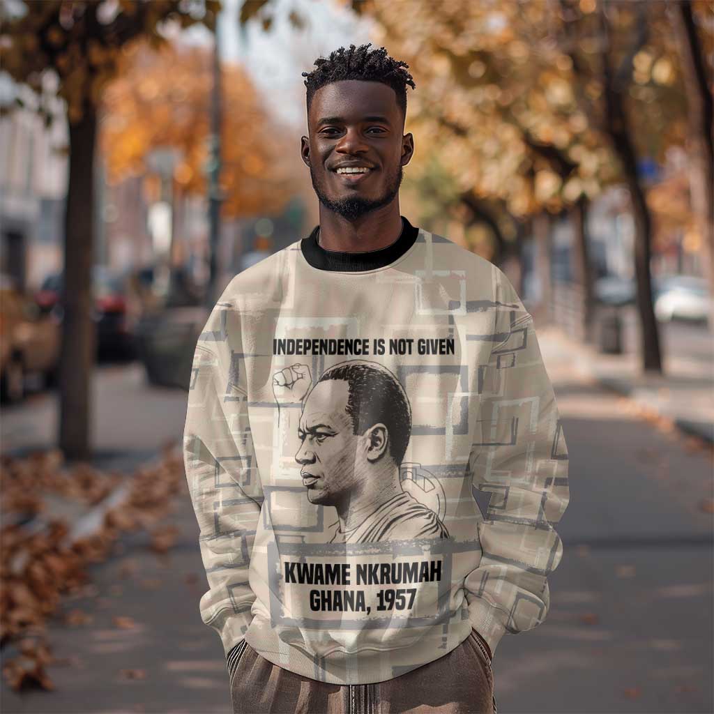 Kwame Nkrumah Sweatshirt with Raised Fist Design and Independence Quote Ghana 1957 Tribute - Wonder Print Shop