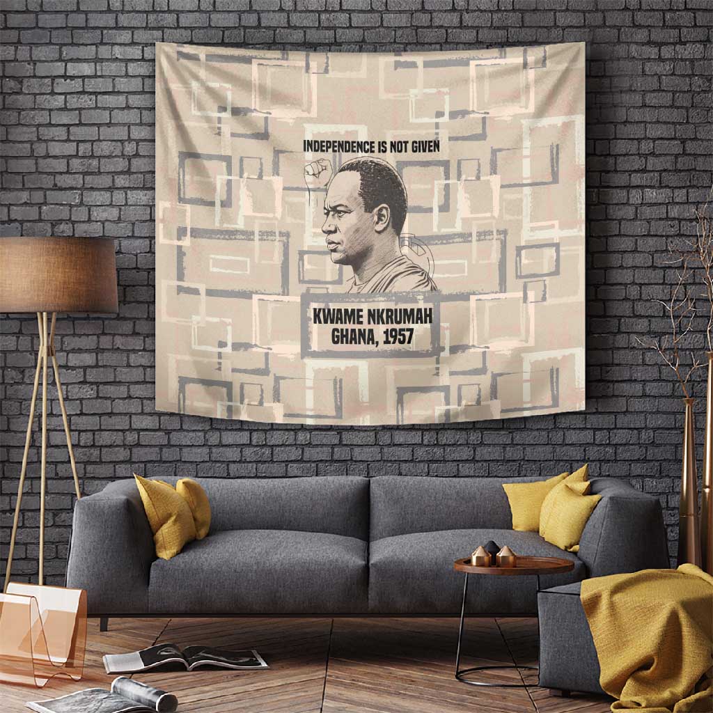 Kwame Nkrumah Tapestry with Raised Fist Design and Independence Quote Ghana 1957 Tribute - Wonder Print Shop