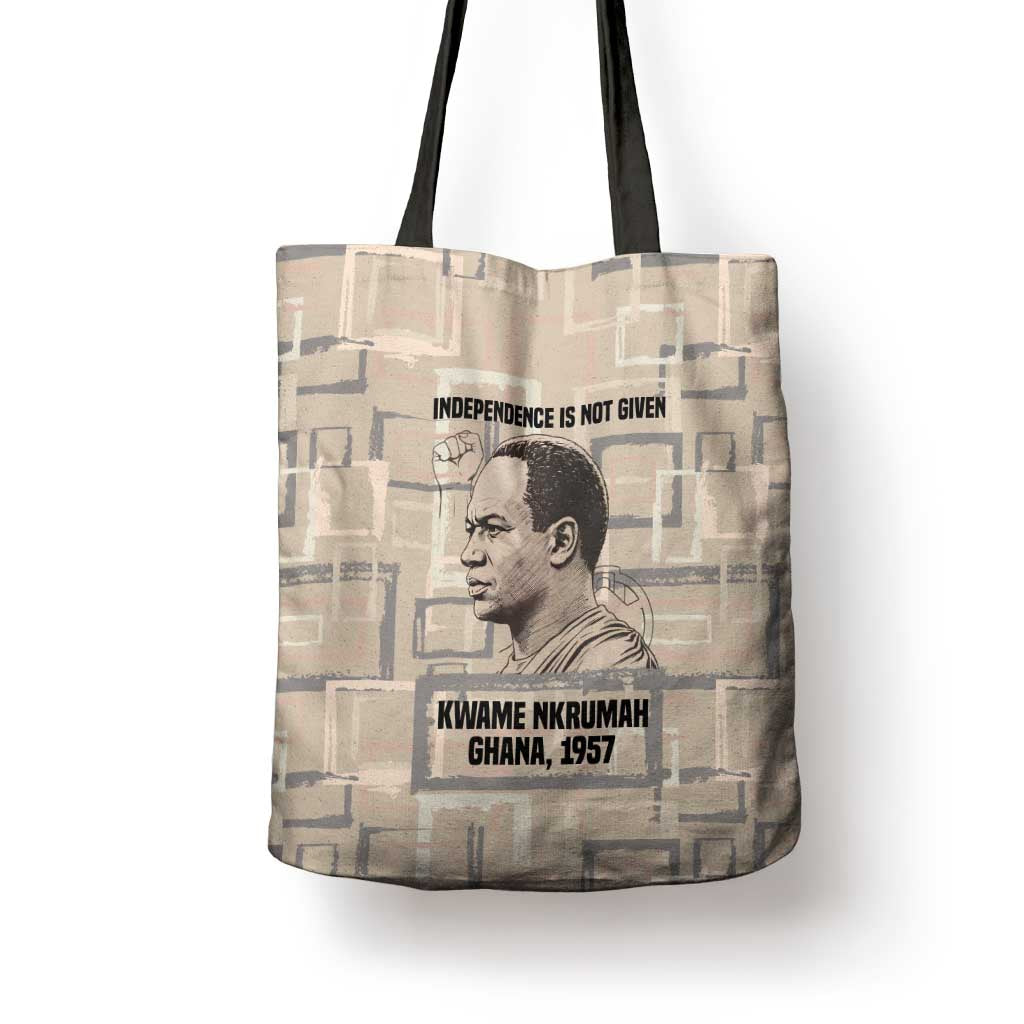 Kwame Nkrumah Tote Bag with Raised Fist Design and Independence Quote Ghana 1957 Tribute - Wonder Print Shop