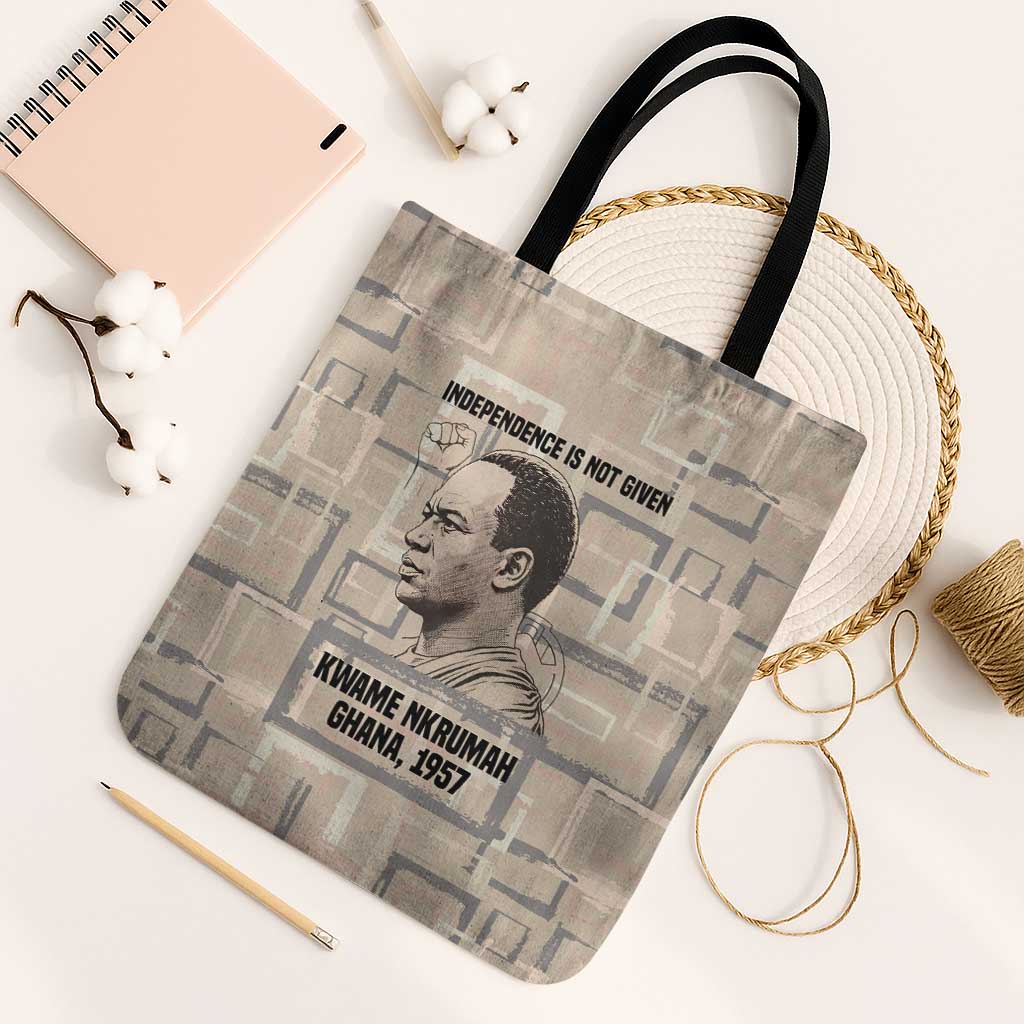 Kwame Nkrumah Tote Bag with Raised Fist Design and Independence Quote Ghana 1957 Tribute - Wonder Print Shop