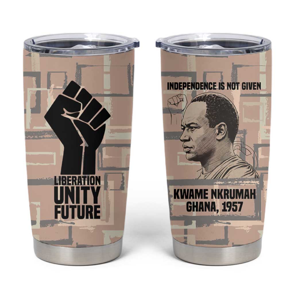 Kwame Nkrumah Tumbler Cup with Raised Fist Design and Independence Quote Ghana 1957 Tribute - Wonder Print Shop