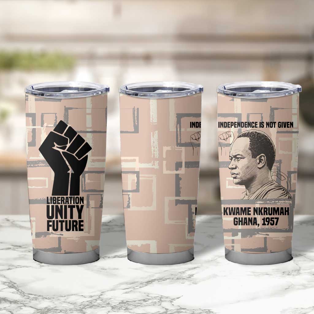 Kwame Nkrumah Tumbler Cup with Raised Fist Design and Independence Quote Ghana 1957 Tribute - Wonder Print Shop