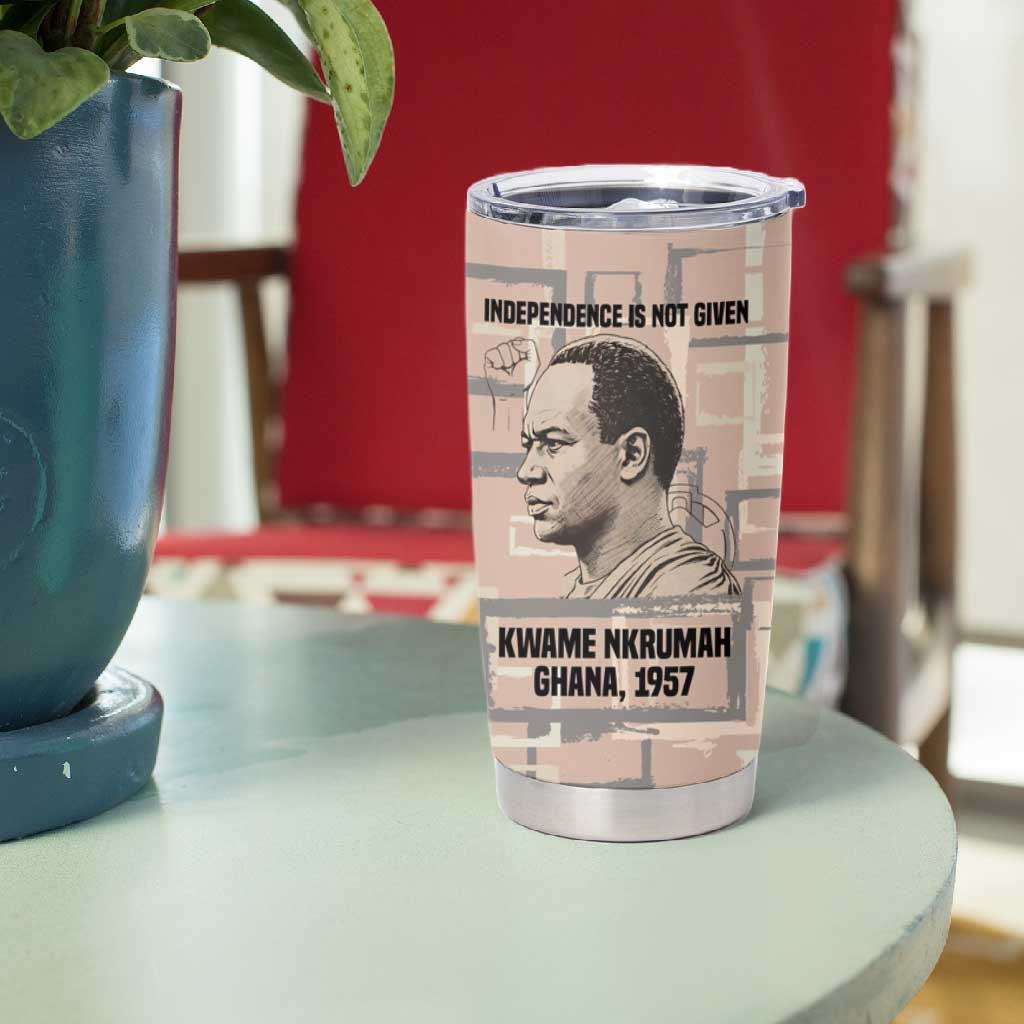 Kwame Nkrumah Tumbler Cup with Raised Fist Design and Independence Quote Ghana 1957 Tribute - Wonder Print Shop
