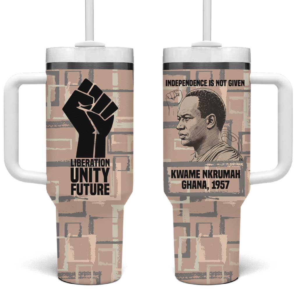 Kwame Nkrumah Tumbler With Handle with Raised Fist Design and Independence Quote Ghana 1957 Tribute - Wonder Print Shop
