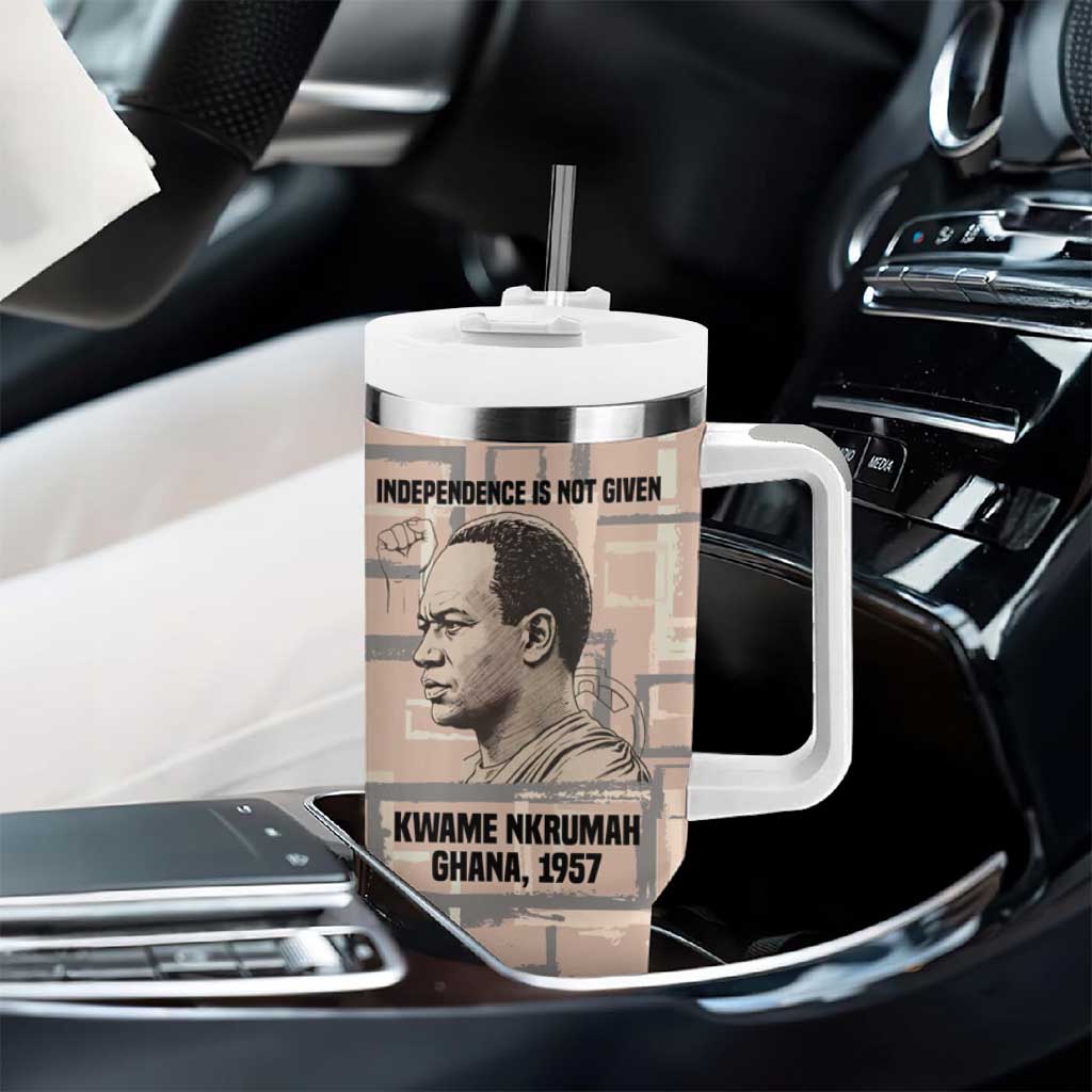 Kwame Nkrumah Tumbler With Handle with Raised Fist Design and Independence Quote Ghana 1957 Tribute - Wonder Print Shop