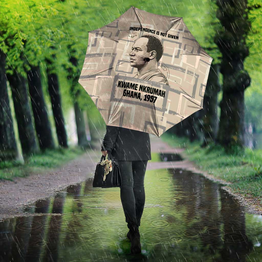 Kwame Nkrumah Umbrella with Raised Fist Design and Independence Quote Ghana 1957 Tribute - Wonder Print Shop