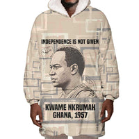 Kwame Nkrumah Wearable Blanket Hoodie with Raised Fist Design and Independence Quote Ghana 1957 Tribute - Wonder Print Shop